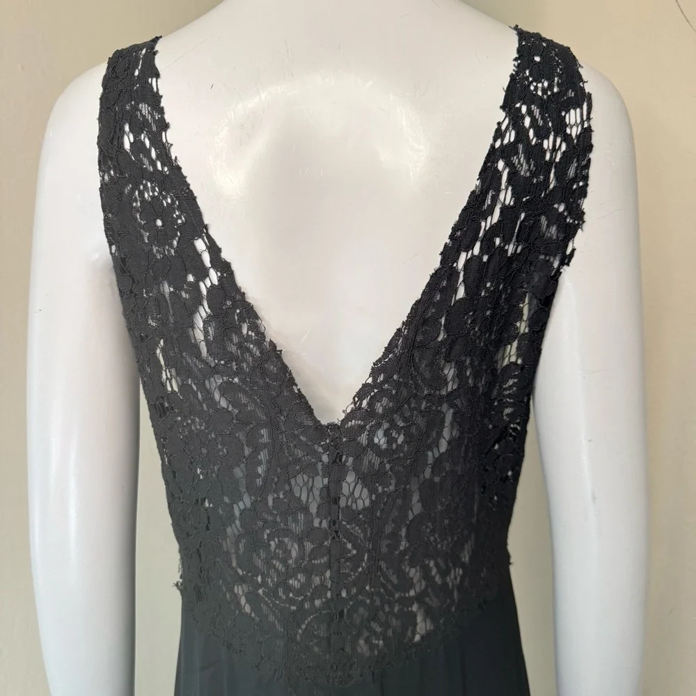 REFORMATION Aura Black Sheer Lace 100% Silk Slip Dress Maxi Size 8 - Picture 12 of 16